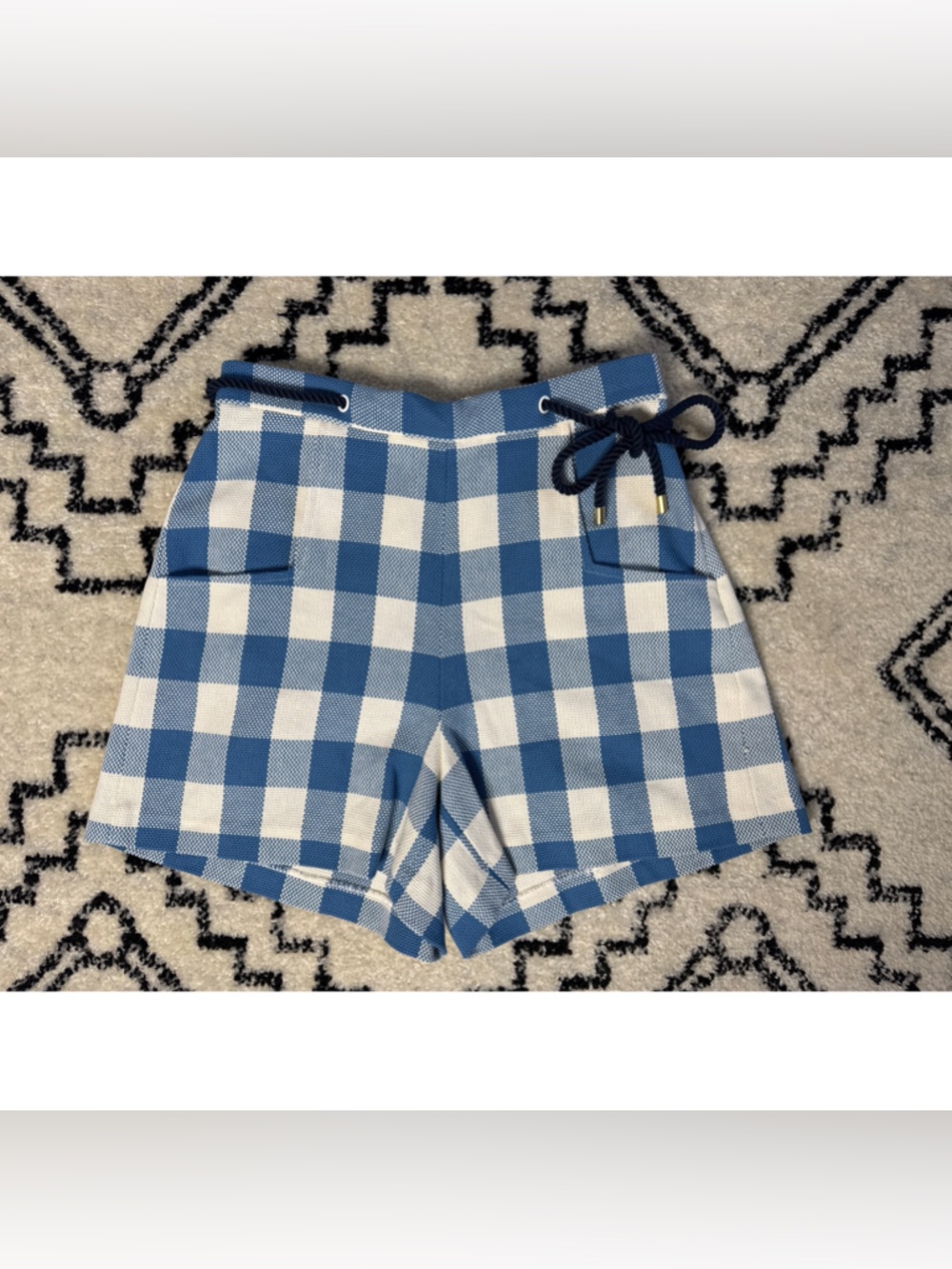 Pearl by Lela Rose Blue & White Woven Gingham Shorts Size 6 - Picture 2 of 6